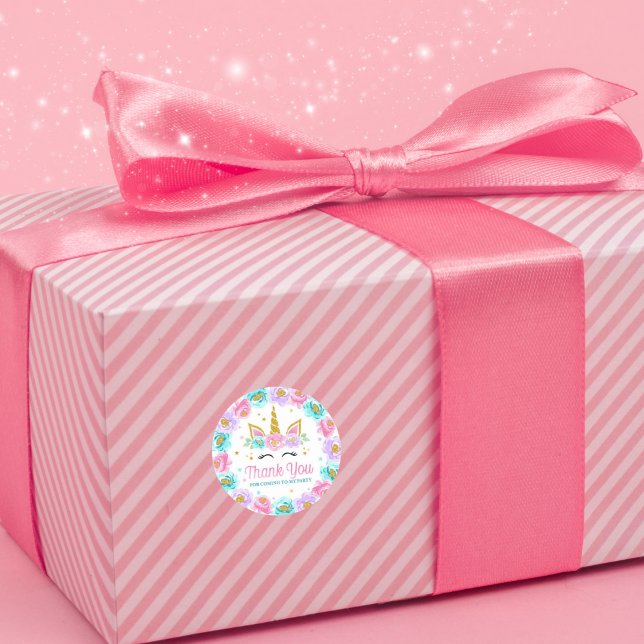 Sticker Rond Merci pour venir à mon parti Unicorn (Créateur téléchargé)