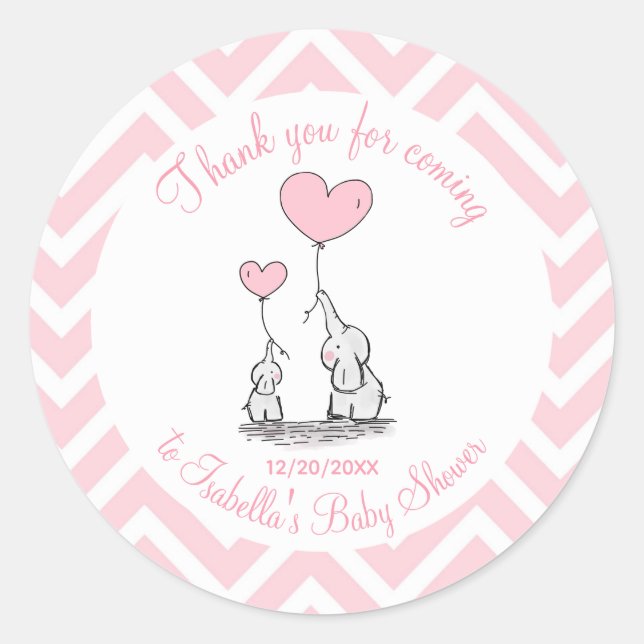 Sticker Rond Merci pour venir bébé fille douche (Devant)