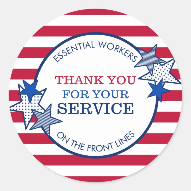 Sticker Rond Merci pour vos étoiles de service essentielles (Devant)