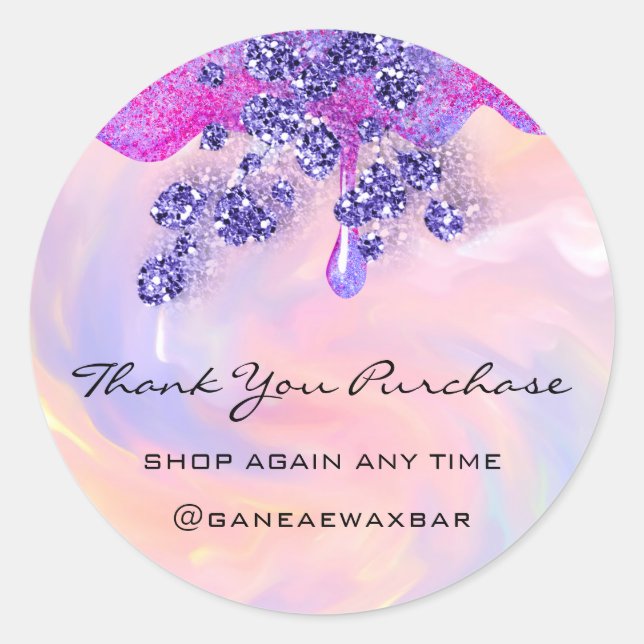 Sticker Rond Merci Pour Votre Achat Boutique Moderne Rose (Devant)