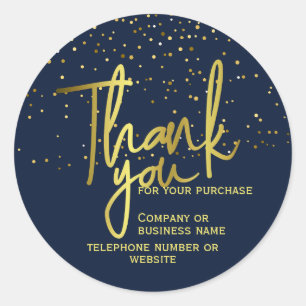 Sticker Rond Merci Pour Votre Achat Marine Gold