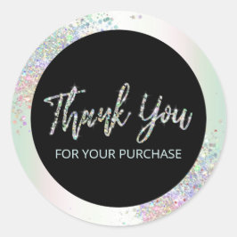 Sticker Rond Merci Pour Votre Achat Parties scintillant Hologra