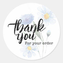 Merci pour votre commande Blue Floral Watercolor