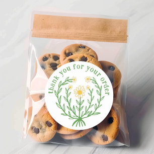 Sticker Rond "Merci pour votre commande" Daisy Design personnal