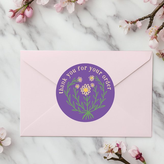Sticker Rond "Merci pour votre commande" Daisy Design personnal ("Thank you for your order" Daisy Design Custom Classic Round Sticker
)