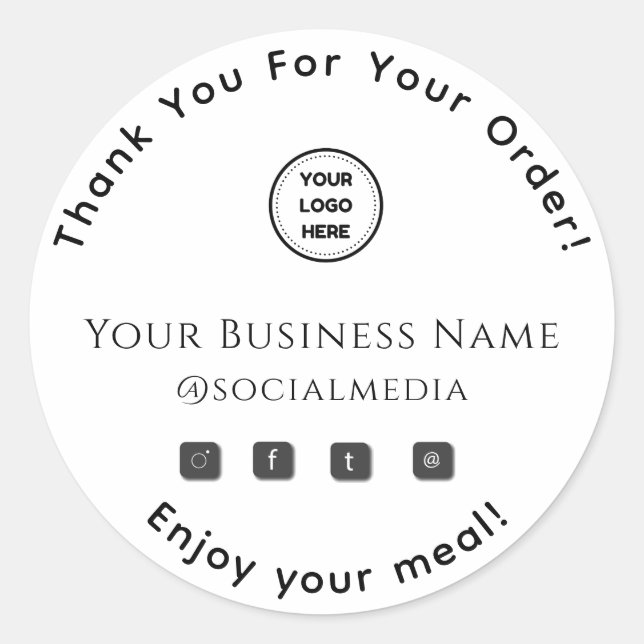 Sticker Rond Merci pour votre commande de nourriture entreprise (Devant)