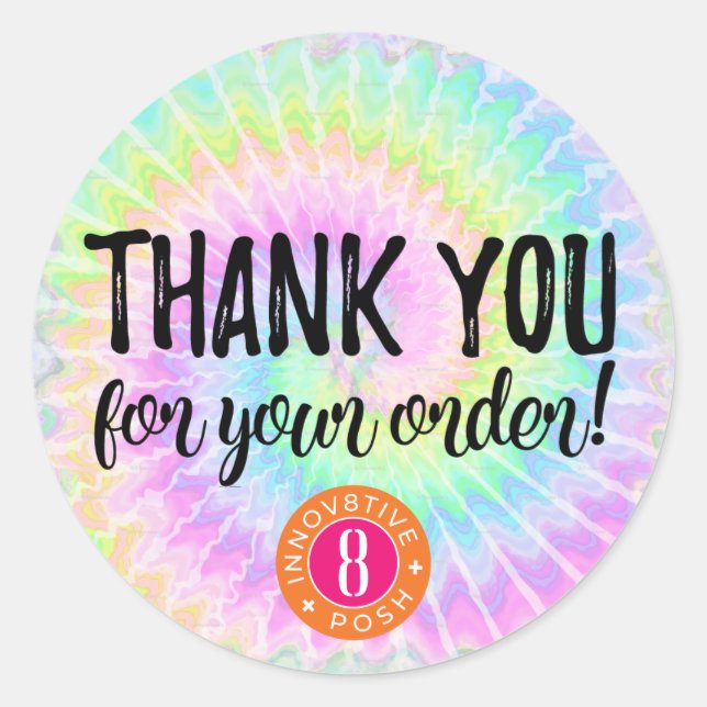Sticker Rond Merci pour votre commande de teinture à cravate (Devant)