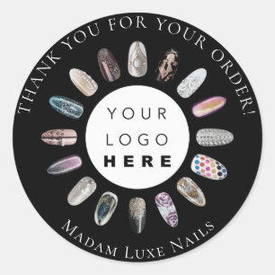 Sticker Rond Merci Pour Votre Commande Madame Luxe Nails Noir