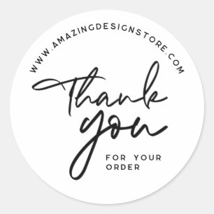 Sticker Rond Merci pour votre commande Script élégant