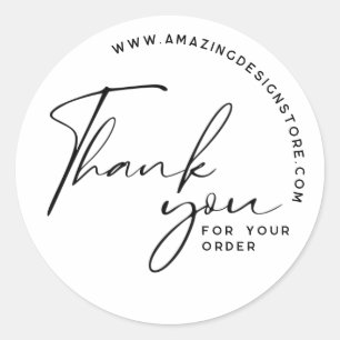 Sticker Rond Merci pour votre commande Script élégant