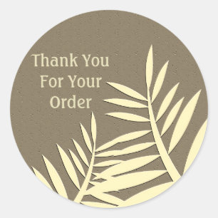 Sticker Rond Merci Pour Votre Commande Silhouette Feuille Brown