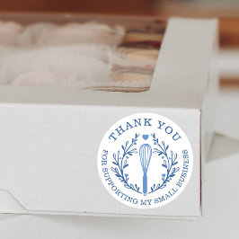 Sticker Rond Merci Pour Votre Entreprise Bleu Boulangerie Whisk