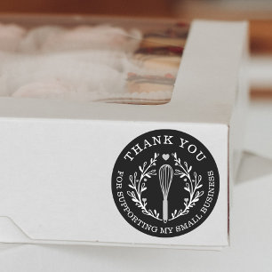 Sticker Rond Merci Pour Votre Entreprise Boulangerie Whisk Logo