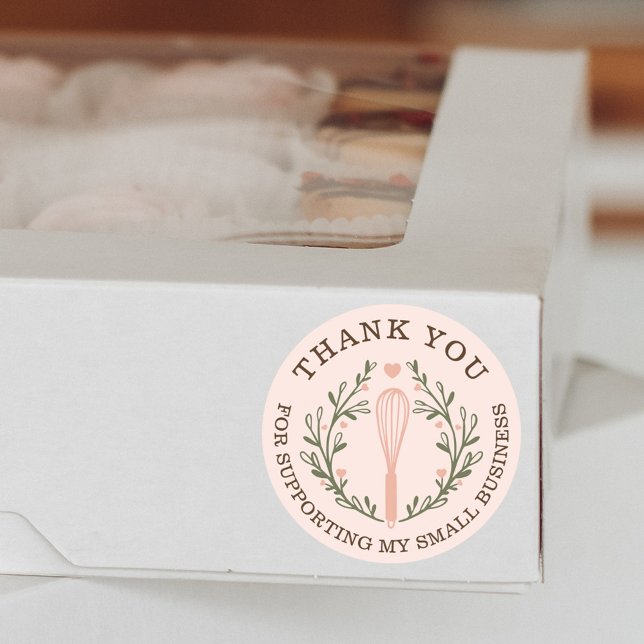 Sticker Rond Merci Pour Votre Entreprise Boulangerie Whisk Logo (Créateur téléchargé)