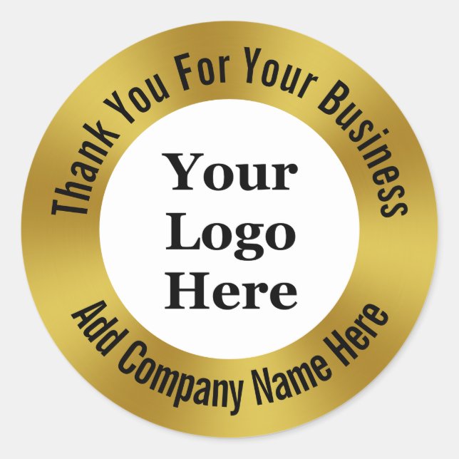 Sticker Rond Merci pour votre entreprise Gold Votre logo ici (Devant)