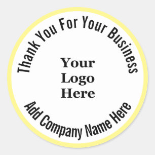 Sticker Rond Merci pour votre entreprise Logo jaune et blanc