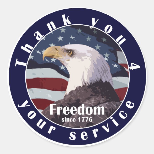 Sticker Rond Merci pour votre liberté de service depuis 1776 (Devant)