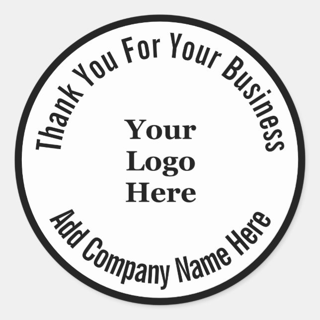 Sticker Rond Merci Pour Votre Nom D'Entreprise Logo Noir Blanc (Devant)