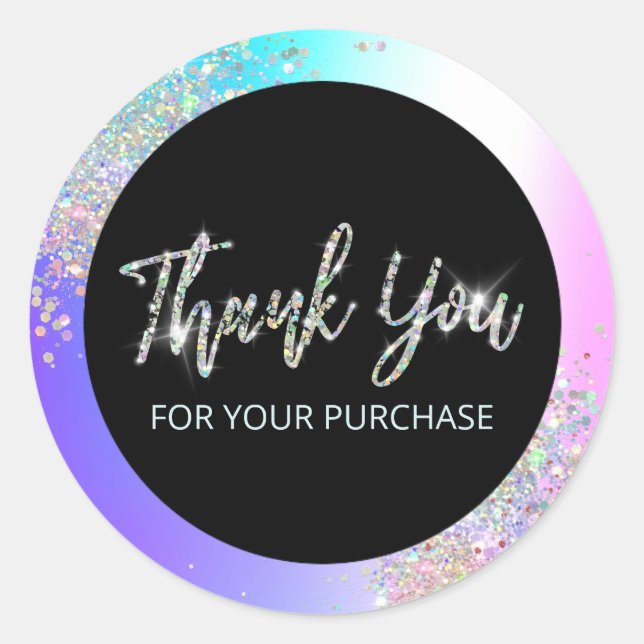 Sticker Rond Merci Pour Votre Parties scintillant D'Achat Confe (Devant)