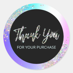 Sticker Rond Merci Pour Votre Parties scintillant D'Achat Confe