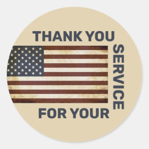 Sticker Rond Merci pour votre service Drapeau américain vintage