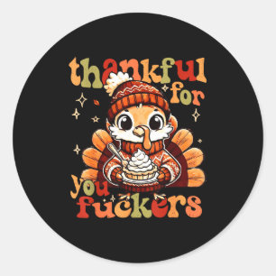 Sticker Rond Merci pour vous Forers Dinde de Thanksgiving Pumpk