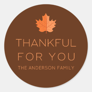 Sticker Rond Merci Pour Vous Thanksgiving minimaliste moderne