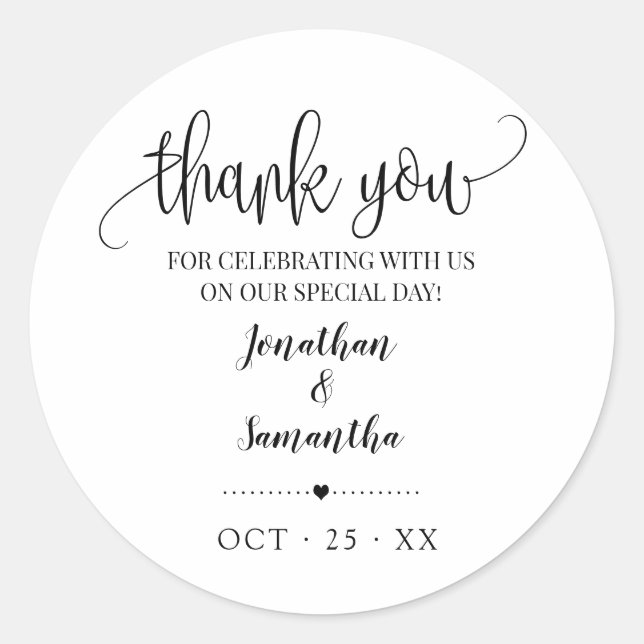 Sticker Rond Merci préférer mariage de douche nuptiale minimali (Devant)