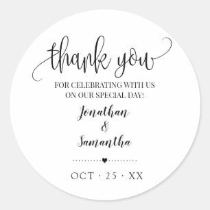 Sticker Rond Merci préférer mariage de douche nuptiale minimali