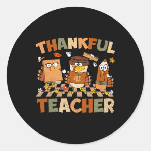 Sticker Rond Merci Professeur Retro Super Thanksgiving Fall Wig