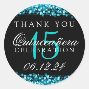 Sticker Rond Merci Quinceanera Anniversaire Fête Étincelles Tur