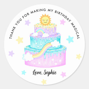 Sticker Rond Merci Rainbow Cake