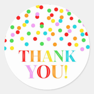 Sticker Rond Merci Rainbow Confetti