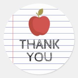 Sticker Rond Merci Retour à l'école Enseignant Classe Apple