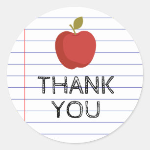 Sticker Rond Merci Retour à l'école Enseignant Classe Apple