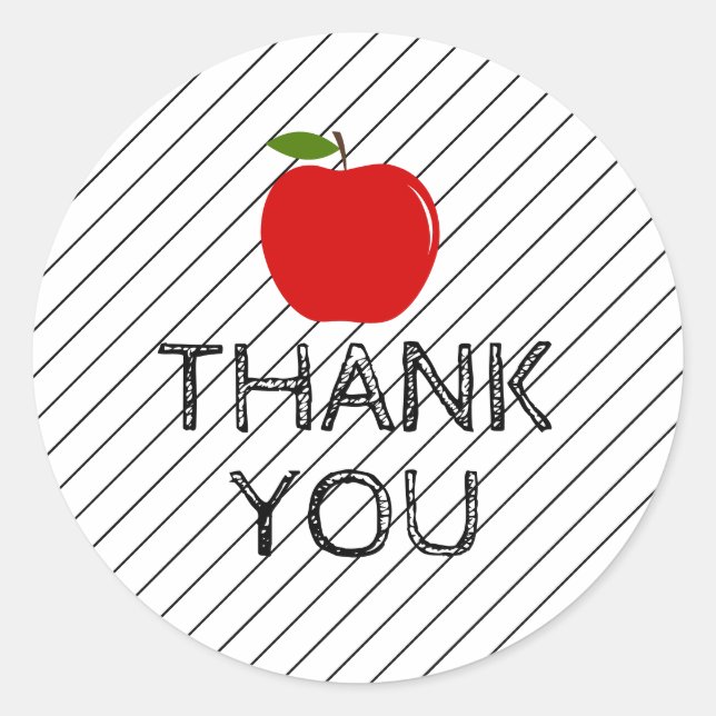 Sticker Rond Merci Retour à l'école Enseignant Classe Apple (Devant)