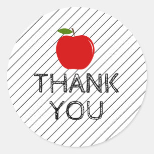 Sticker Rond Merci Retour à l'école Enseignant Classe Apple