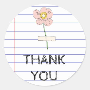 Sticker Rond Merci Retour à l'école Fleur sauvage enseignant