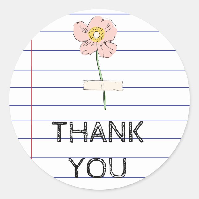 Sticker Rond Merci Retour à l'école Fleur sauvage enseignant (Devant)