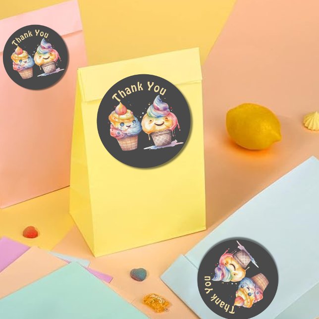 Sticker Rond Merci révélateur du genre de crème glacée (Créateur téléchargé)