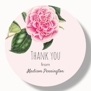 Sticker rond Merci rose