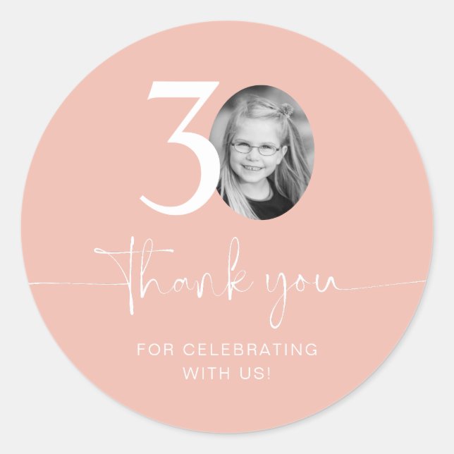 Sticker Rond Merci rose 30e anniversaire (Devant)