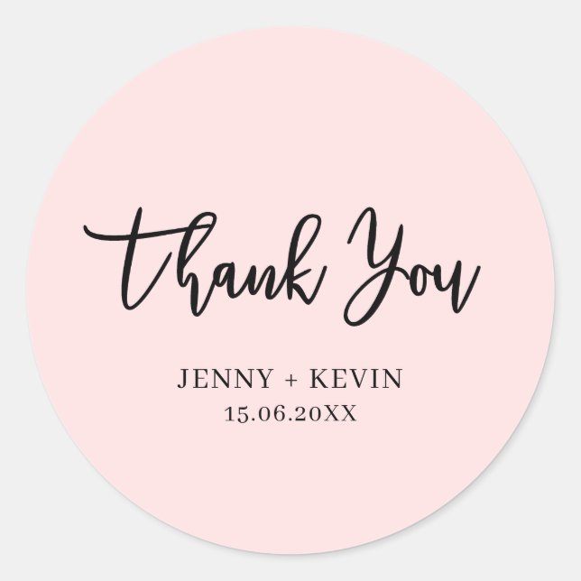Sticker rond Merci rose classique (Devant)