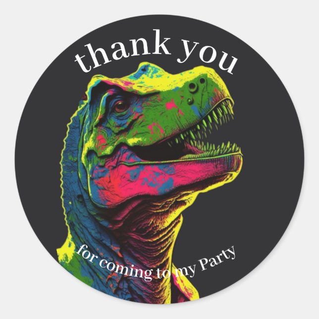 Sticker rond Merci rose classique Dinosaur (Devant)