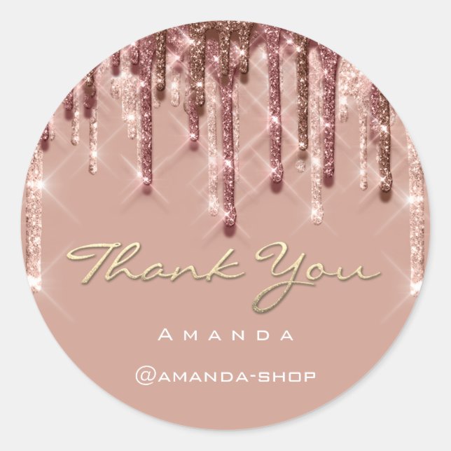 Sticker Rond Merci Rose commercial Eyelash Parties scintillant  (Devant)
