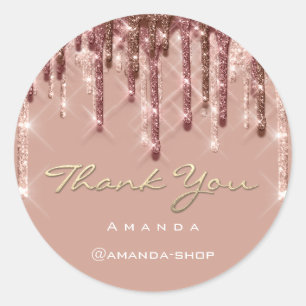 Sticker Rond Merci Rose commercial Eyelash Parties scintillant 