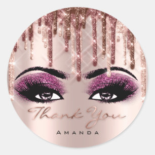 Sticker Rond Merci Rose de maquillage Berry Eyelash 3D goutte