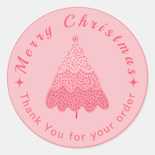 Sticker Rond Merci rose de Noël Petites entreprises