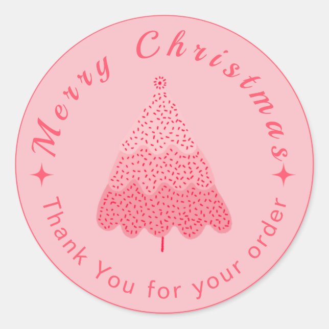 Sticker Rond Merci rose de Noël Petites entreprises (Devant)