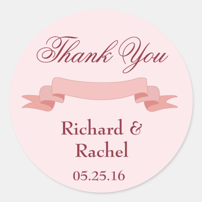 Sticker Rond Merci rose du carbone (Devant)